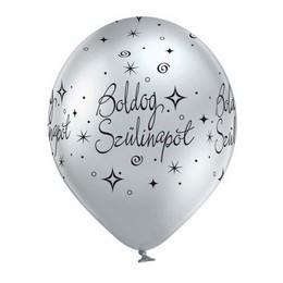 Boldog Szülinapot Glossy - Chrome Silver - Ezüst Kerek Gumi (Latex) Lufi - 6 db