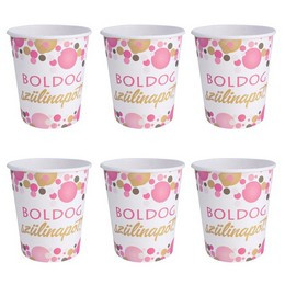 Boldog Szülinapot! Rózsaszín Pasztell Konfettis Parti Papír Pohár - 250 ml, 6 db-os